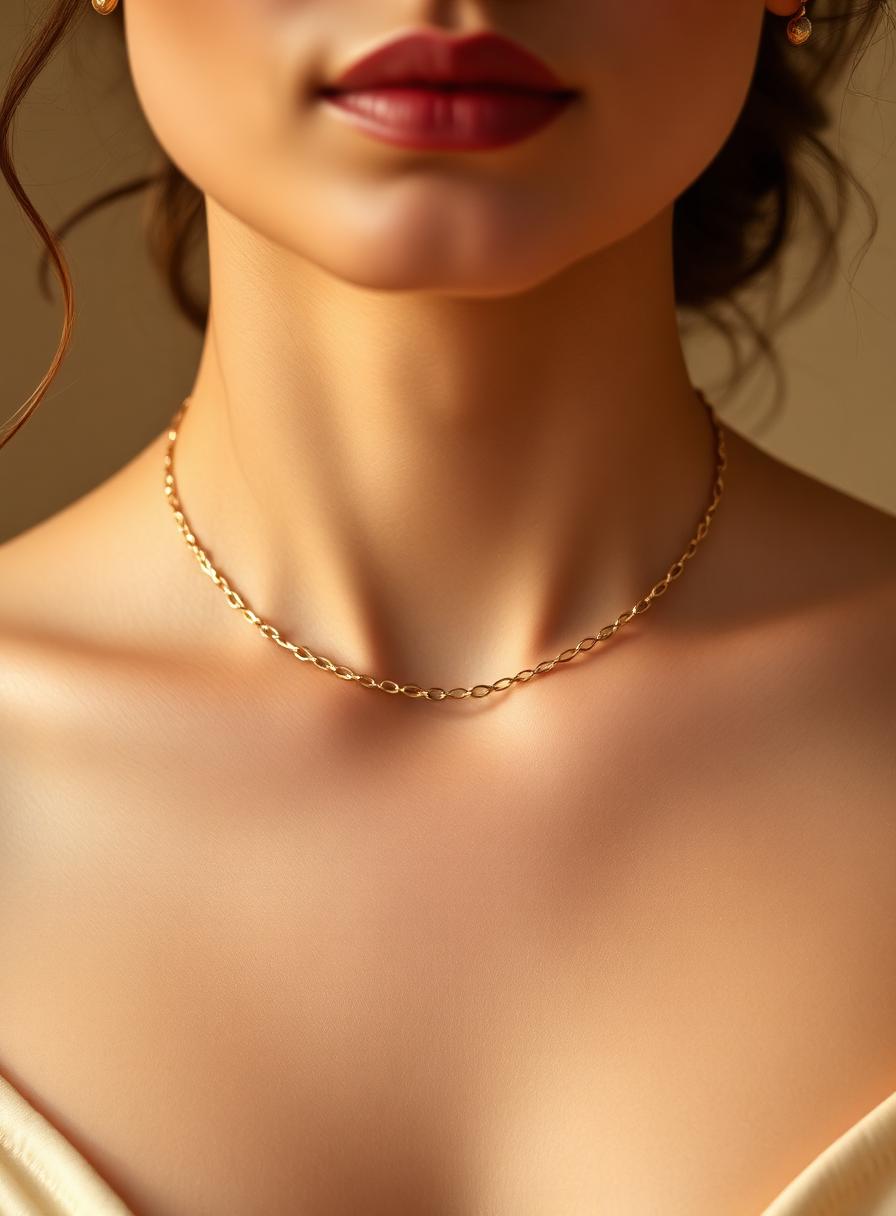 Modelo usando colar dourado Marggoh