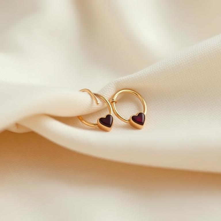 Brincos com coração bordô Marggoh